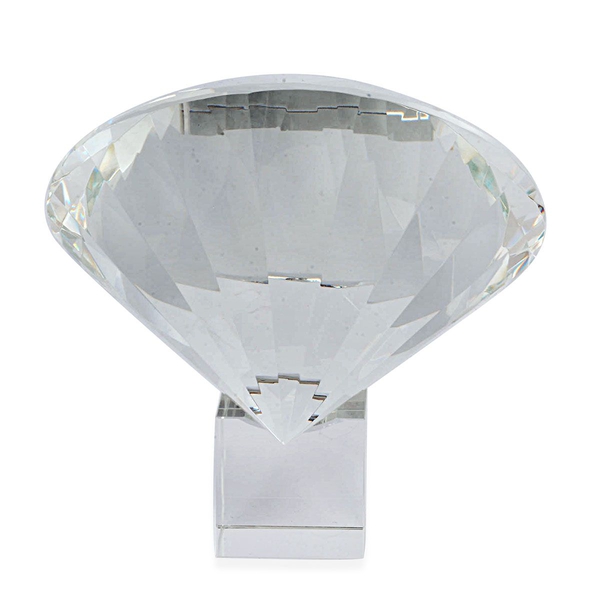 TJC Exclusive Diamond Cut White Glass Crystal with Stand (20cms) in a Gift Box