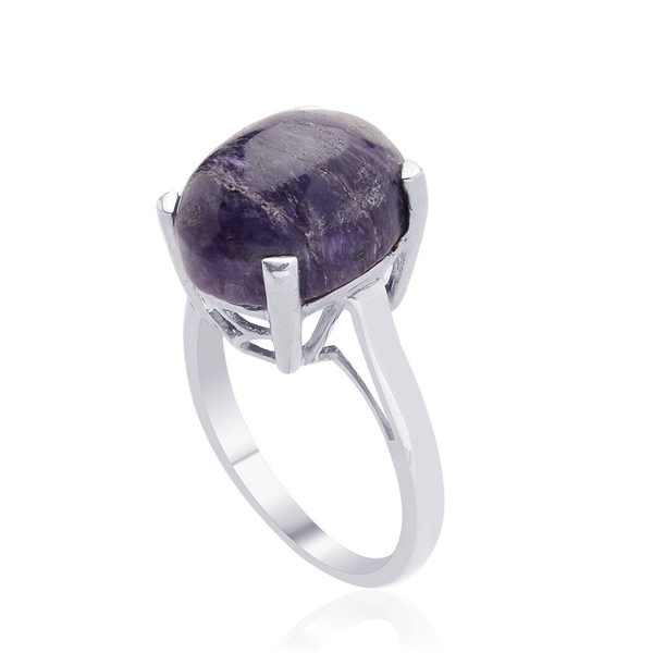 Charoite (Ovl) Solitaire Ring in Platinum Overlay Sterling Silver 8.000 Ct.
