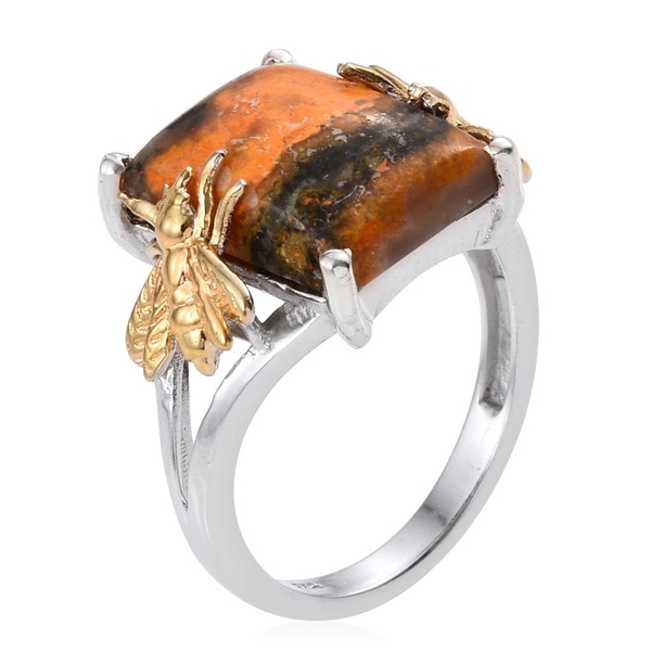 Bumble Bee Jasper (Bgt) Solitaire Ring in Platinum and Yellow Gold Overlay Sterling Silver 5.750 Ct.