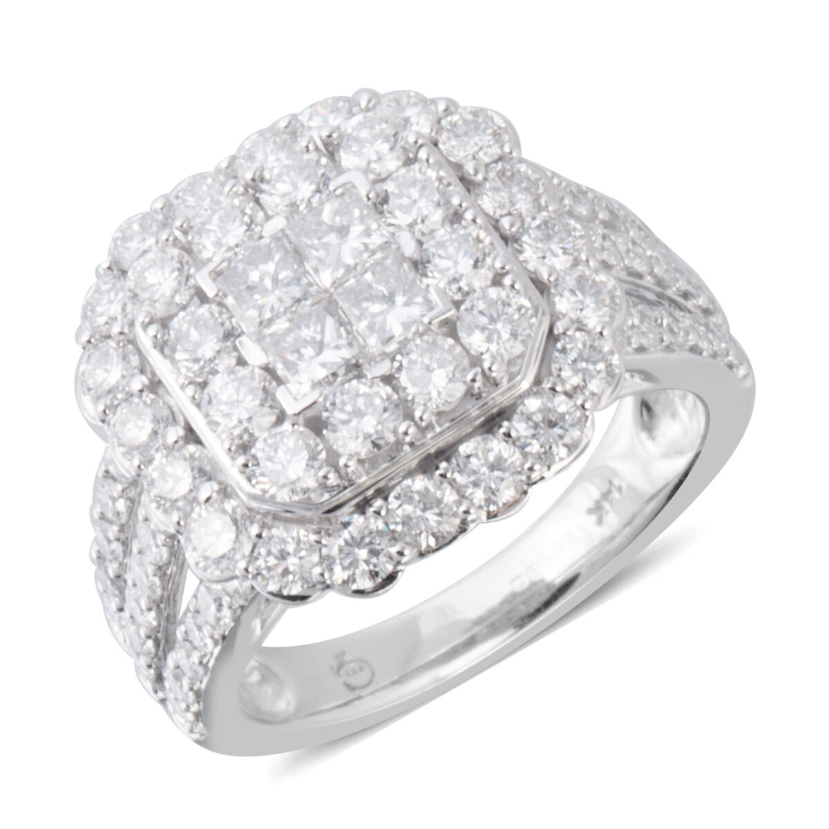 3 Carat Diamond Ring in 14K White Gold 8.5 Grams