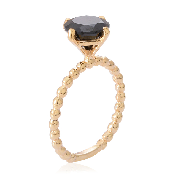 Boi Ploi Black Spinel (Rnd) Solitaire Ring in 14K Gold Overlay Sterling Silver 3.500 Ct.