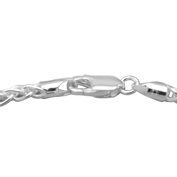 JCK Vegas Collection Rhodium Plated Sterling Silver Spiga Bracelet (Size 7.5), Silver wt. 6.60 Gms.