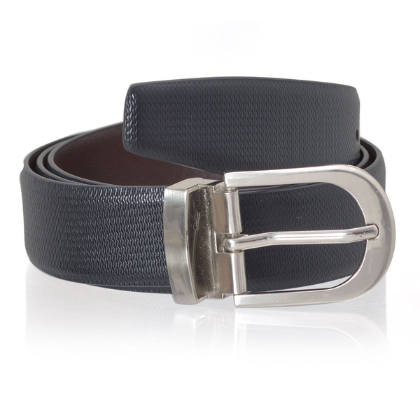 Genuine Leather Black and Brown Colour Mens Belt with Silver Tone Buckle (Size 48.5 inch)