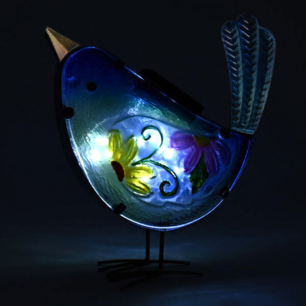 Hand Painted Decorative Solar Light Bird (Size:22x10x22Cm) - Blue