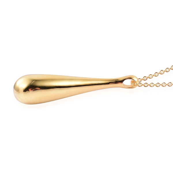 LucyQ Single Drip Pendant With Chain (Size 32) in Yellow Gold Overlay Sterling Silver 37.88 Gms.
