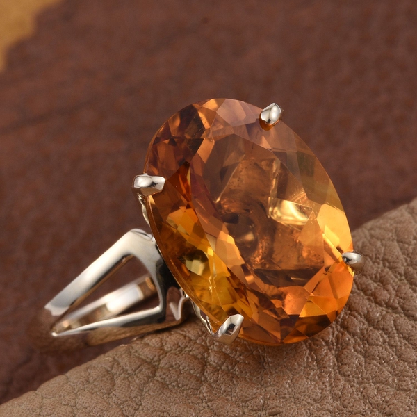 9K Y Gold Rare Size AAA Citrine (Ovl) Solitaire Ring 13.75 Ct.