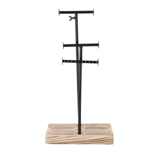 3 Tier Jewellery Stand in Black Colour with Wooden Base