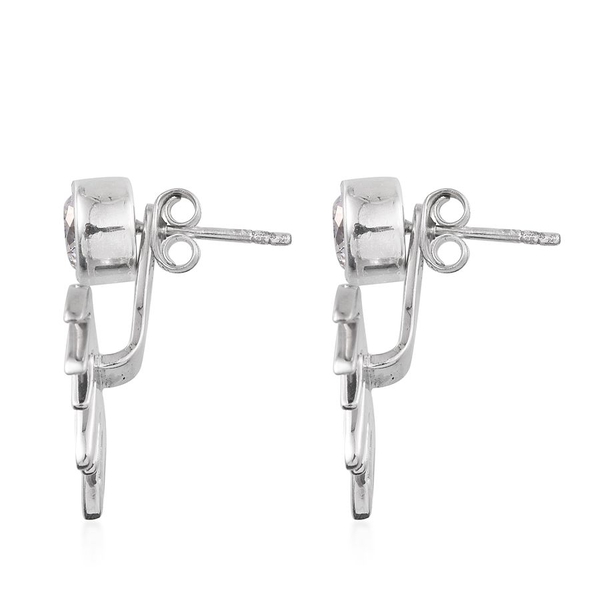 Lustro Stella - Platinum Overlay Sterling Silver (Rnd) Jacket Earrings (with Push Back) Made with Finest CZ