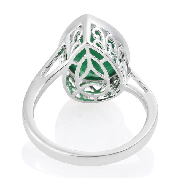 Verde Onyx (Pear 14x10 MM) Solitaire Ring in Sterling Silver 4.500 Ct.