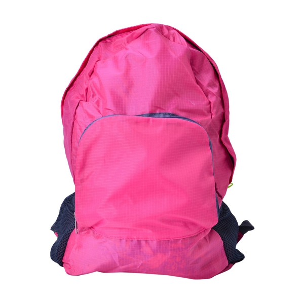 Set of 2 - Pink Colour Foldable Backpack and Storage Bag (Size 44x30x13 Cm, 26.5x16x9.5 Cm)