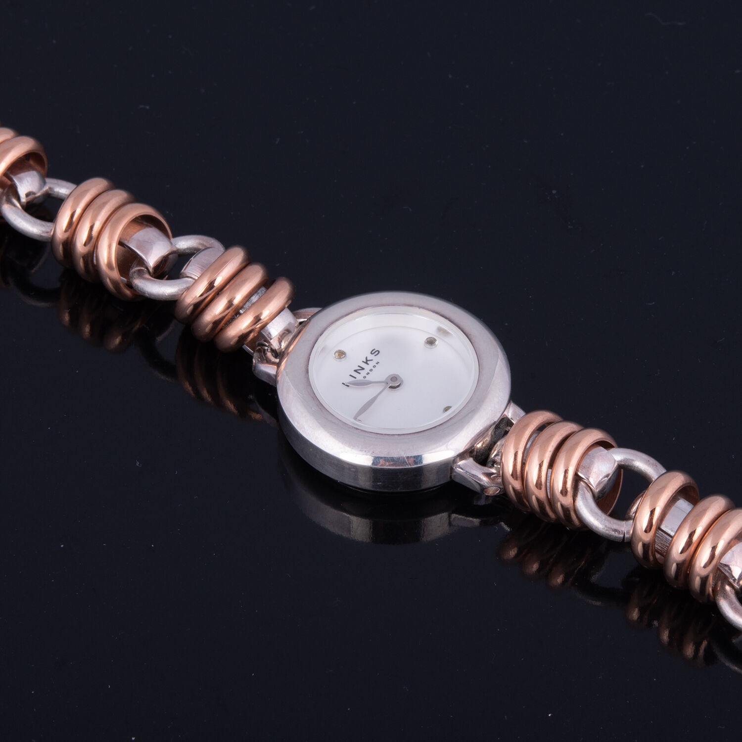 Links Of London White Dial Sweetie Bracelet Watch In Rose Gold Silver Colour Up To 8in 666 Tjc