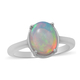 Ethiopian Welo Opal Solitaire Ring in Rhodium Overlay Sterling Silver 1.75 Ct.