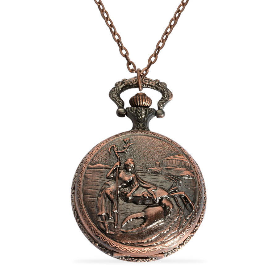 STRADA Japanese Movement Roman Number Dial ZODIAC Cancer Pocket Watch with Chain (Size 32) in Rose T