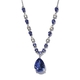 Lustro Stella - Tanzanite Colour Crystal and White Crystal Necklace in Silver Tone with Magnetic Loc