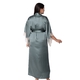 100% Mulberry Silk Long Robe with Kimono Style Sleeves with Lace  in Gift Box (Size S-M) - Teal