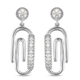 White Diamond Earrings (With Push Back) in Platinum Overlay Sterling Silver 0.17 Ct.