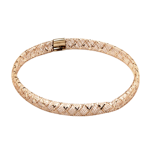 Maestro Collection- Italian Made Close Out- 9K Yellow Gold Criss Cross Stretchable Bracelet (Size 6-