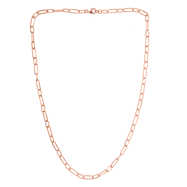 One Time Close Out Deal- Rose Gold Overlay Sterling Silver Paperclip Necklace (Size - 20) With Lobster Clasp