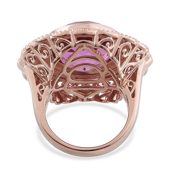 Kunzite Colour Quartz (Rnd) Ring in Rose Gold Overlay Sterling Silver 12.750 Ct.