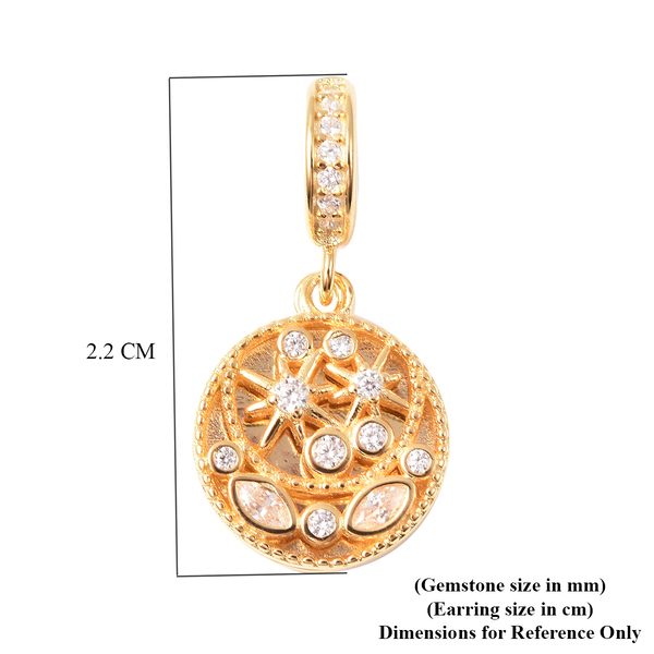 Charmes De Memoire - Simulated Diamond Charm or Pendant in Yellow Gold Overlay Sterling Silver