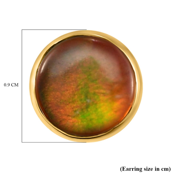 Ammolite Stud Earrings (with Push Back) in Vermeil Yellow Gold Overlay Sterling Silver 3.00 Ct.