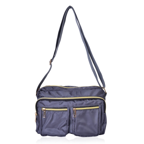Dark Grey Colour Multi Pocket Waterproof Crossbody Bag with Adjustable Shoulder Strap (Size 27X18X9 Cm)