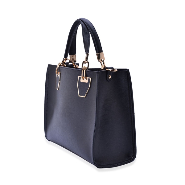 Set of 2 -Bianca Black Colour Large and Small with Adjustable and Removable Shoulder Strap Handbag (Size 31x24x130 Cm)