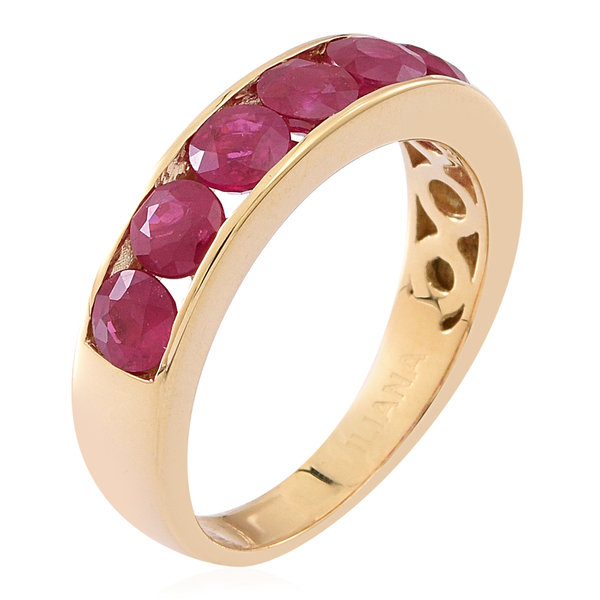 ILIANA 18K Y Gold AAAA Ruby (Rnd) 7 Stone Band Ring 2.500 Ct. Gold Wt 5.10 Gms