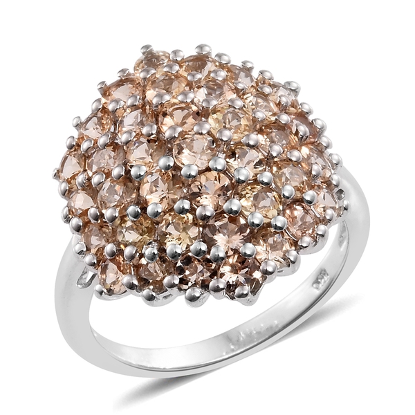 5.25 Ct Imperial Topaz Cocktail Cluster Ring in Platinum Plated Sterling Silver
