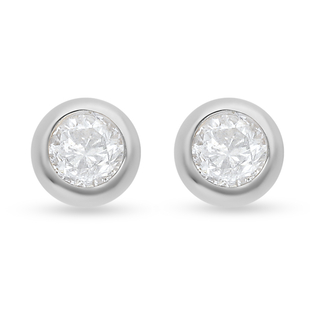 9K White Gold SGL Certified Natural Diamond (I3/G-H) Stud Earrings (with Push Back) 0.25 Ct.