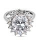 Lustro Stella Platinum Overlay Sterling Silver Ring Made with Finest CZ 10.72 Ct.