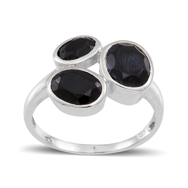 Boi Ploi Black Spinel (Ovl 2.00 Ct) 3 Stone Ring in Sterling Silver 4.500 Ct.