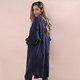 LA MAREY Chunky Cable Knitted Long Cardigan (Size 90x62 Cm) - Navy