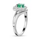 Kagem Zambian Emerald and Natural Cambodian Zircon Ring in Sterling Silver