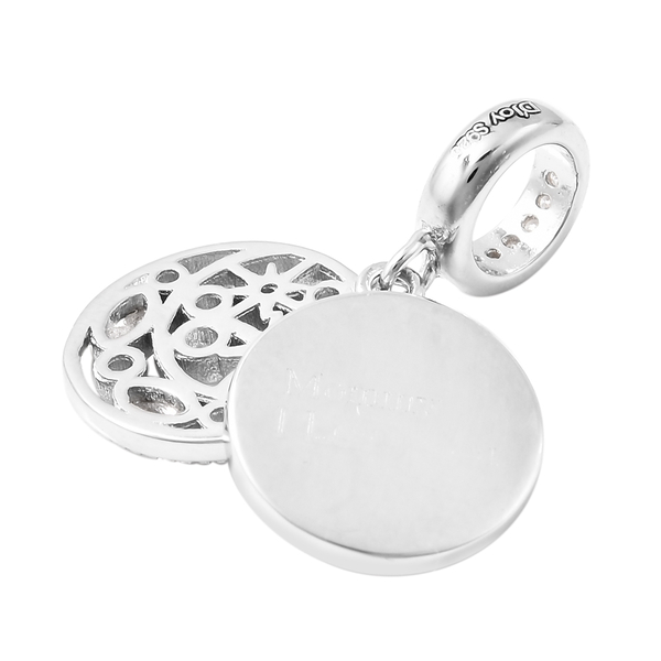 Charmes De Memoire - Simulated Diamond Charm or Pendant in Rhodium Overlay Sterling Silver