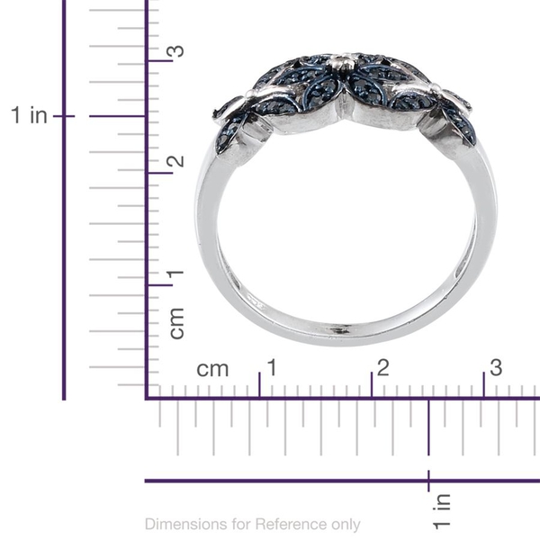 Blue Diamond (Rnd), White Diamond Ring in Sterling Silver 0.250 Ct.