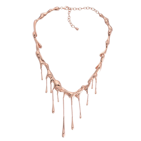 LucyQ Multi Drip Necklace in Rose Gold Plated Silver 86.15 Grams 17 with 3.5 inch Extender
