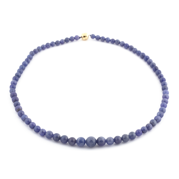 9K Yellow Gold Tanzanite Beaded Necklace (Size 20) 237.00 Ct.