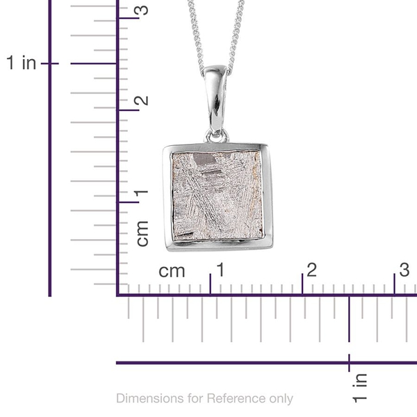 Meteorite (Sqr) Solitaire Pendant With Chain in Platinum Overlay Sterling Silver 9.750 Ct.