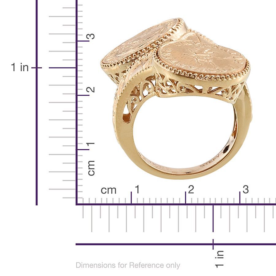 Stefy Pink Sapphire (Rnd) Crossover Ring with Coin in 14K Gold Overlay Sterling Silver