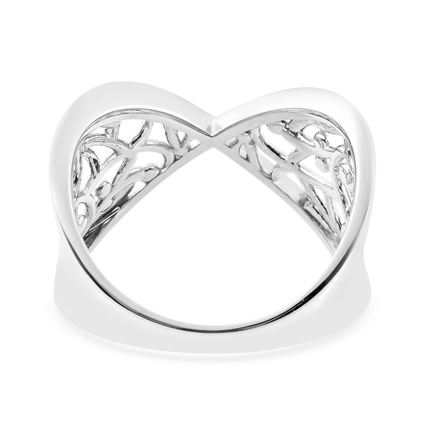 LucyQ Rhodium Overlay Sterling Silver Filigree Ring