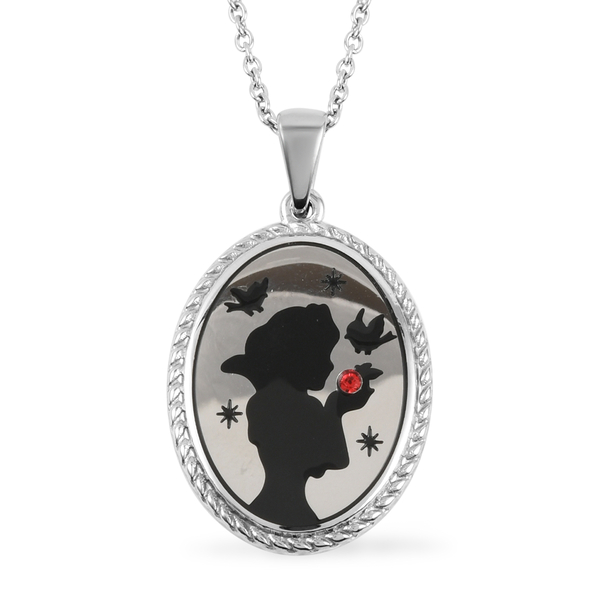 Disney Snow White Austrian Crystal Silhouette Pendant Necklace (Size 18 with 2 inch Extender) in Sta