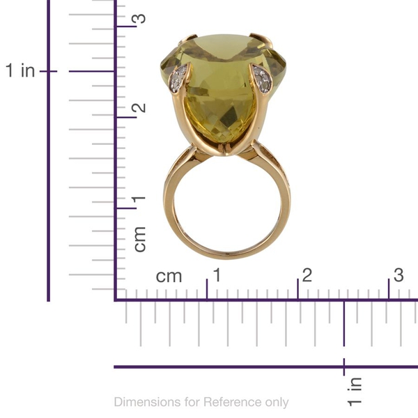 Brazilian Green Gold Quartz (Ovl 64.00 Ct), Diamond Ring in 14K Gold Overlay Sterling Silver 64.200 Ct.
