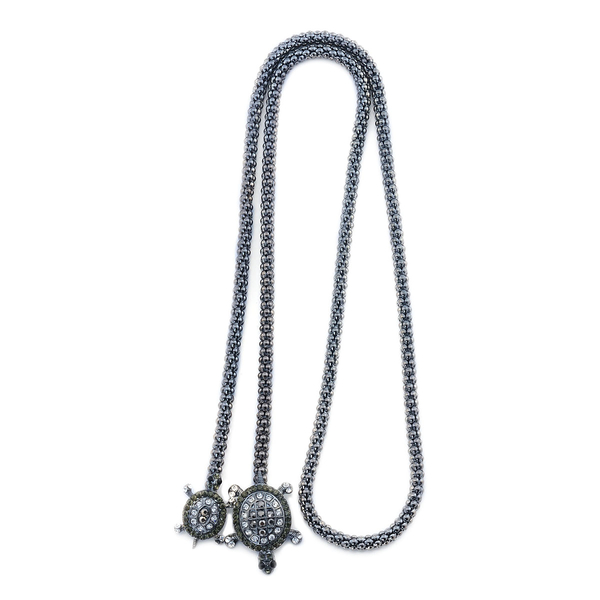 Multi Colour Austrian Crystal Necklace (Size 36) in Black Tone
