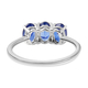 Fissure Filled Blue Sapphire (FF) Trilogy Ring in Platinum Overlay Sterling Silver 1.95 Ct.