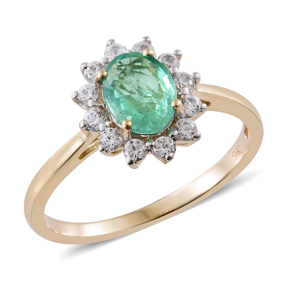 9K Y Gold AA Boyaca Colombian Emerald (Ovl 1.00 Ct), Natural Cambodian Zircon Ring 1.500 Ct.