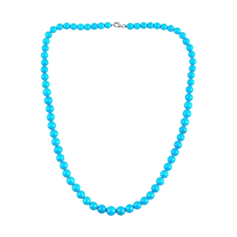 950 Platinum  AAA  Sleeping Beauty Turquoise  NecklaceE (Size - 18) 139.00 ct,  Platinum Wt. 1 Gms  