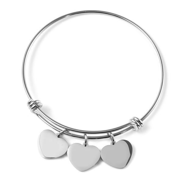 Heart Initial Bangle (Size 8) in Stainless Steel