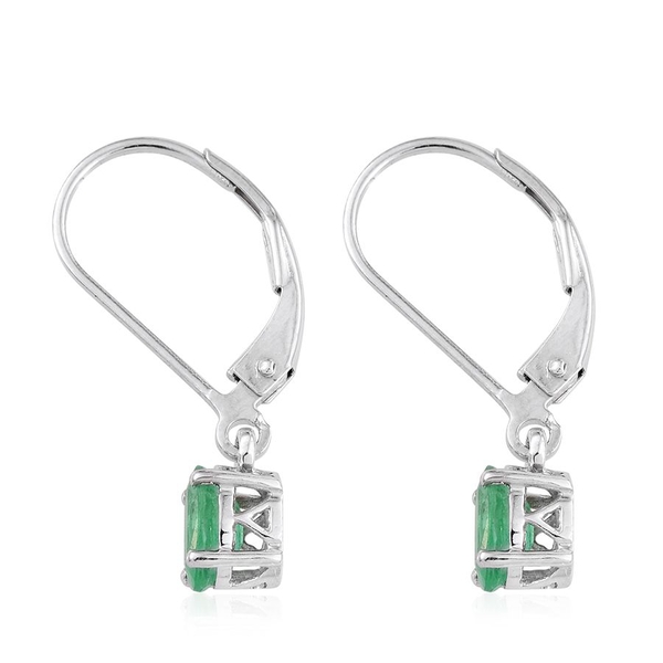 ILIANA 18K W Gold Boyaca Colombian Emerald (Ovl) Lever Back Earrings 0.850 Ct.