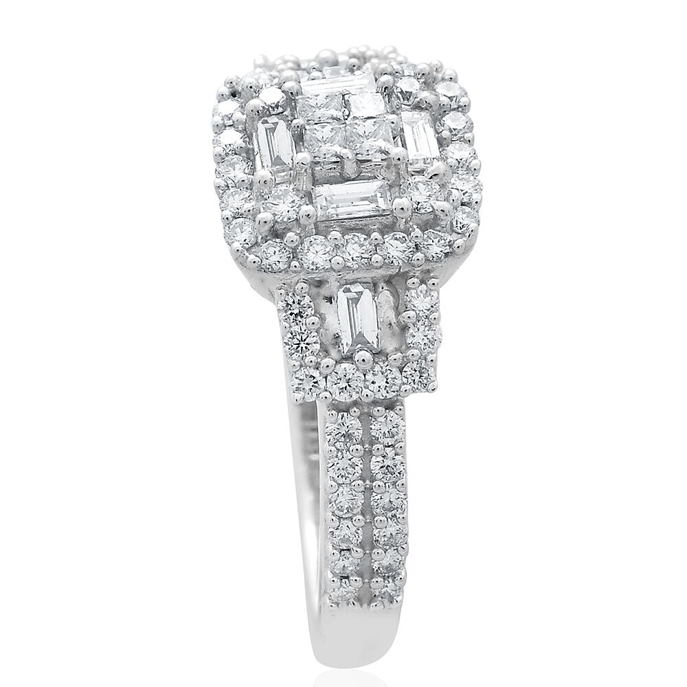 ILIANA 18K White Gold IGI Certified Diamond (SI/G-H) (Sqr and Bgt) Ring 1.000 Ct.